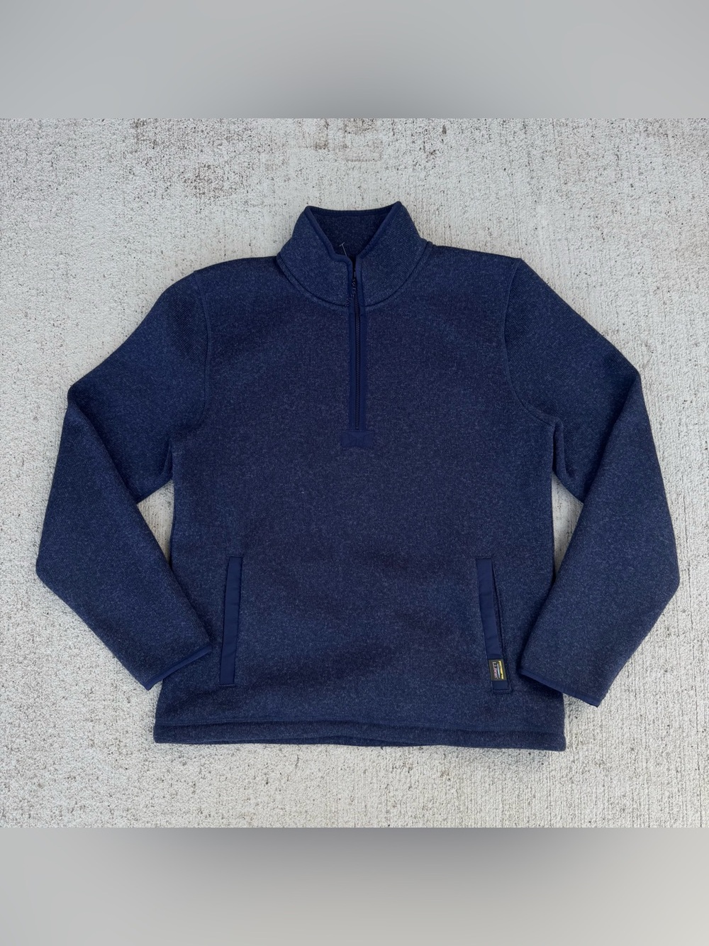 LL Bean Sweater Men's Medium Bean's Fleece Half Zip Pullover Navy Blue